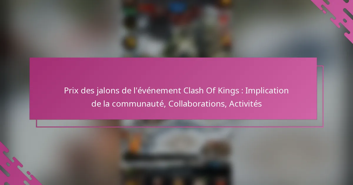 Prix des jalons de l’événement Clash Of Kings : Implication de la communauté, Collaborations, Activités