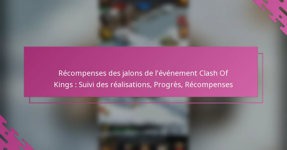 Récompenses des jalons de l’événement Clash Of Kings : Suivi des réalisations, Progrès, Récompenses